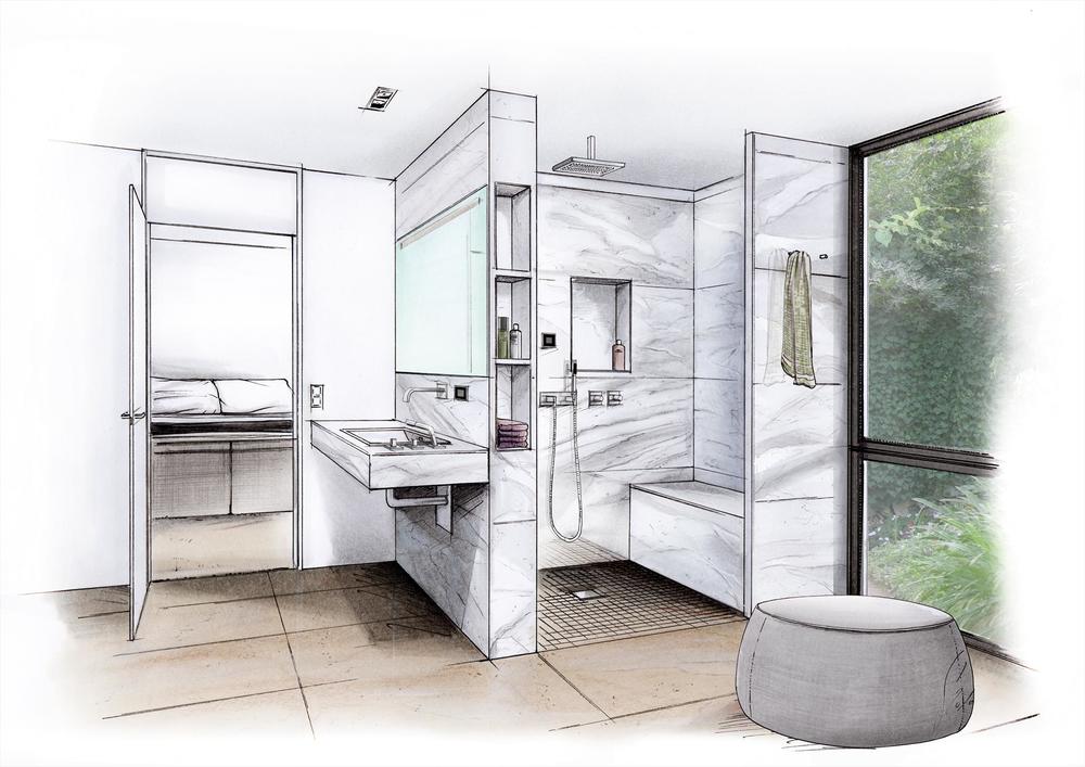 Dusche mit Sitzbank und wedi Nischen Wellnessoase & Stauraum